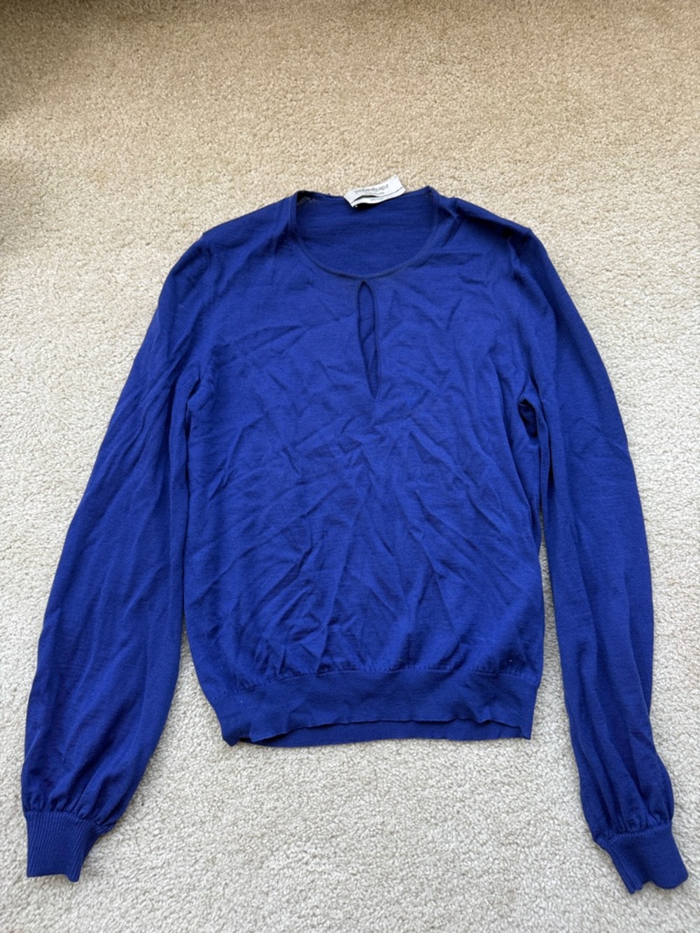 Yves Saint Laurent Women’s XL Cobalt Blue Virgin Wool Sweater